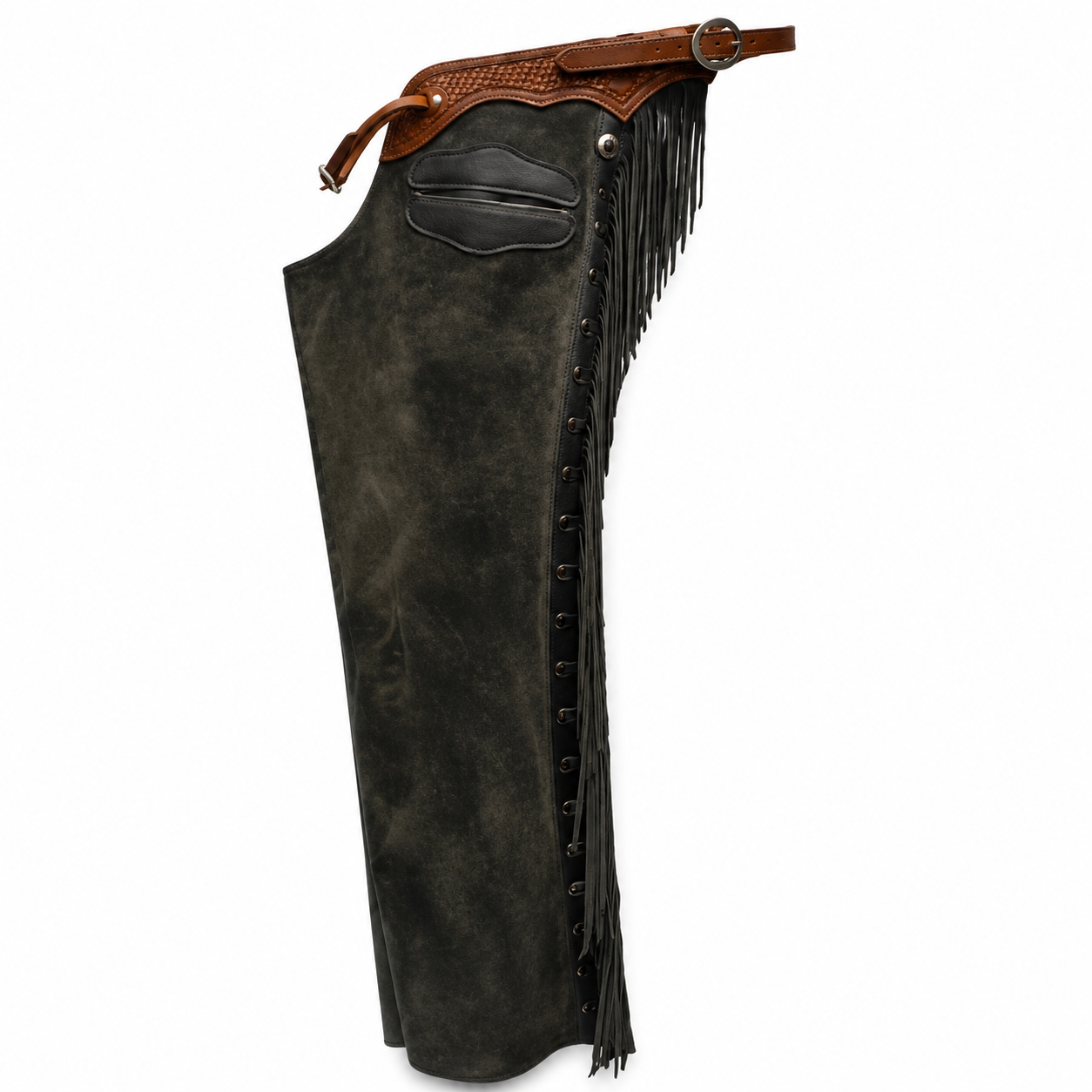 Men Native American Suede Leather Pant Rodeo Mountain Western Cowboy Chap