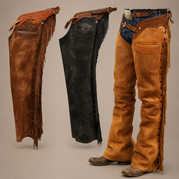 Men Native American Suede Leather Pant Rodeo Mountain Western Cowboy Chap