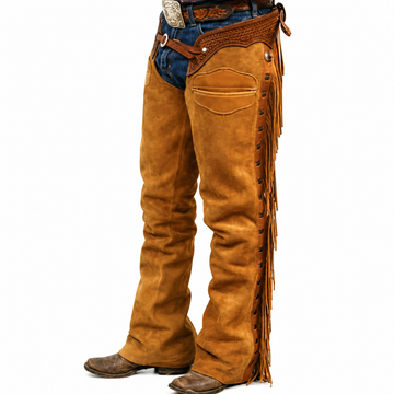 Men Native American Suede Leather Pant Rodeo Mountain Western Cowboy Chap