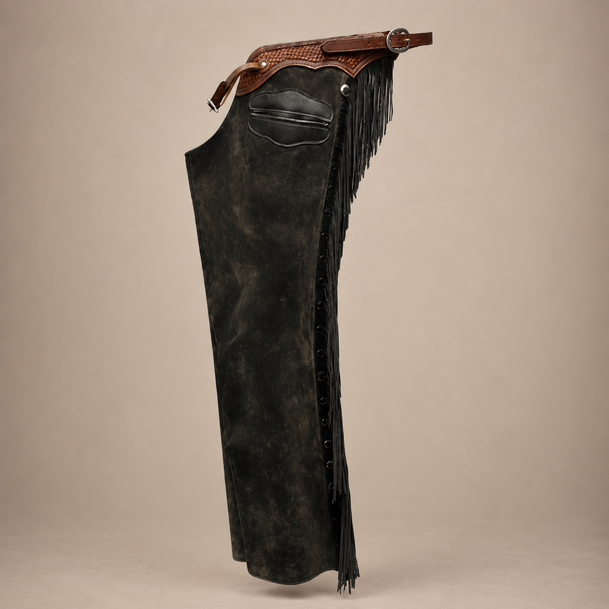 Men Native American Suede Leather Pant Rodeo Mountain Western Cowboy Chap