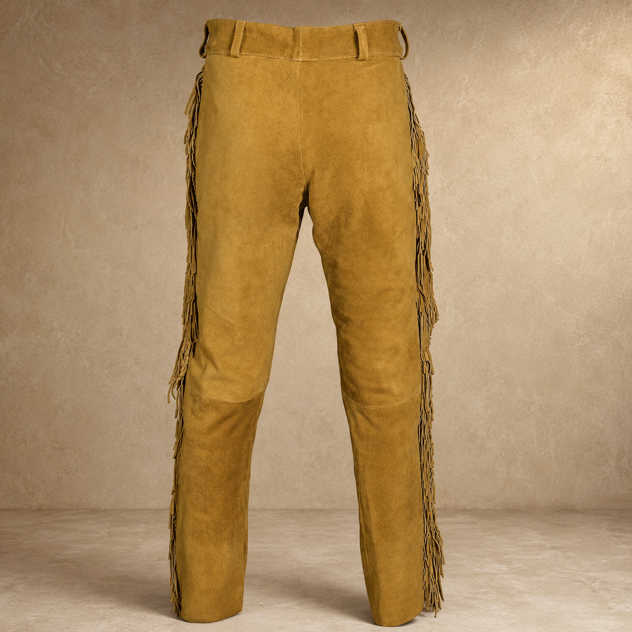 Men Native American Western Cowboy Leather Pants Suede Fringe Full Leg Beaded