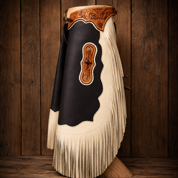 Men's Hand Crafted Tooled Yoke Native American Cowboy Style Leather Pant Rodeo Style Chap Mountain Men Western Buck Leather Gifts For Men