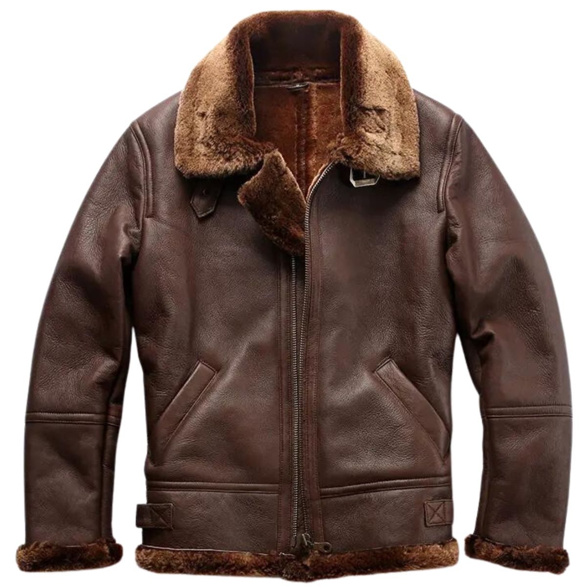 Arctic Glide Mens Fur Collar Leather Jacket
