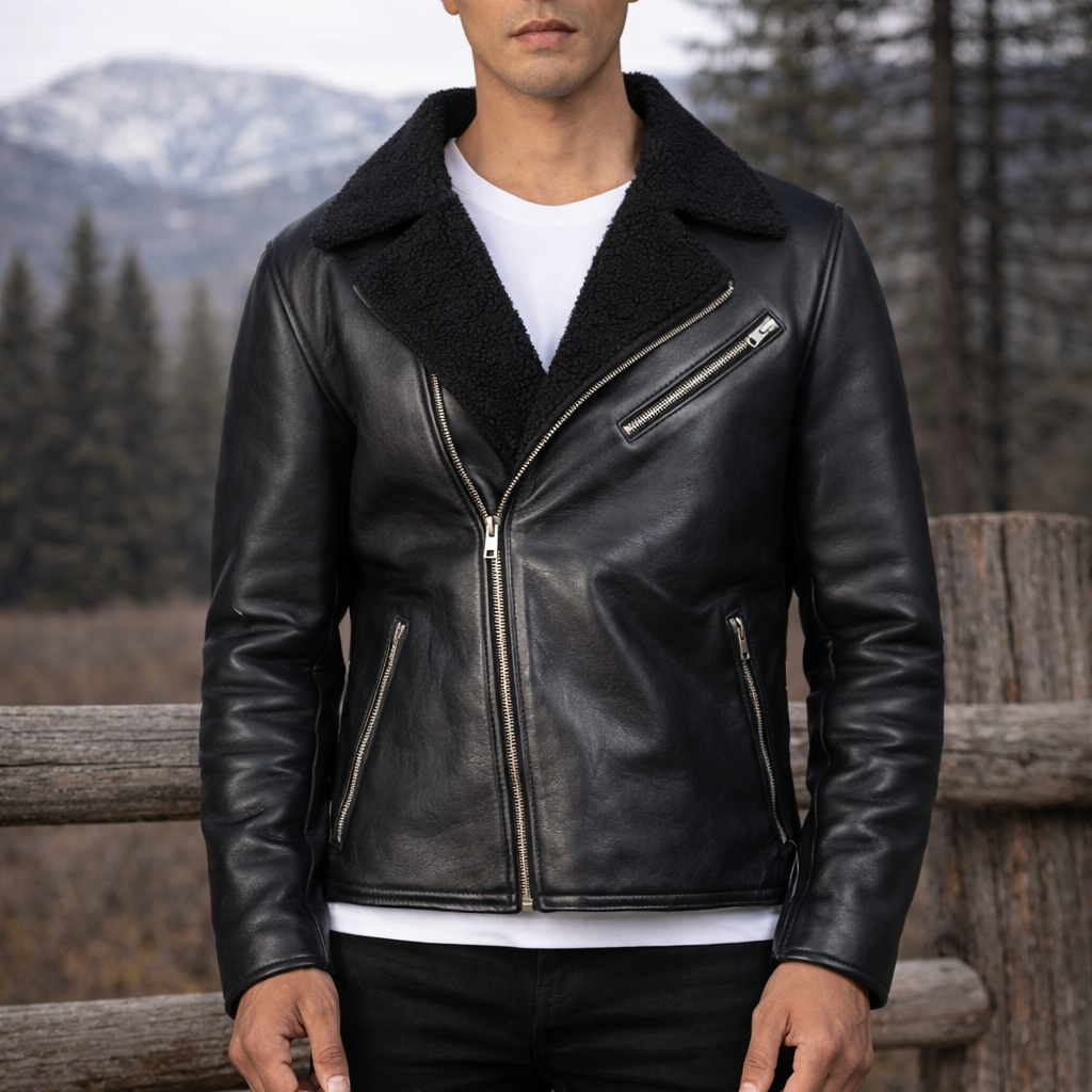 Charcoal Chill Fur Leather Jacket