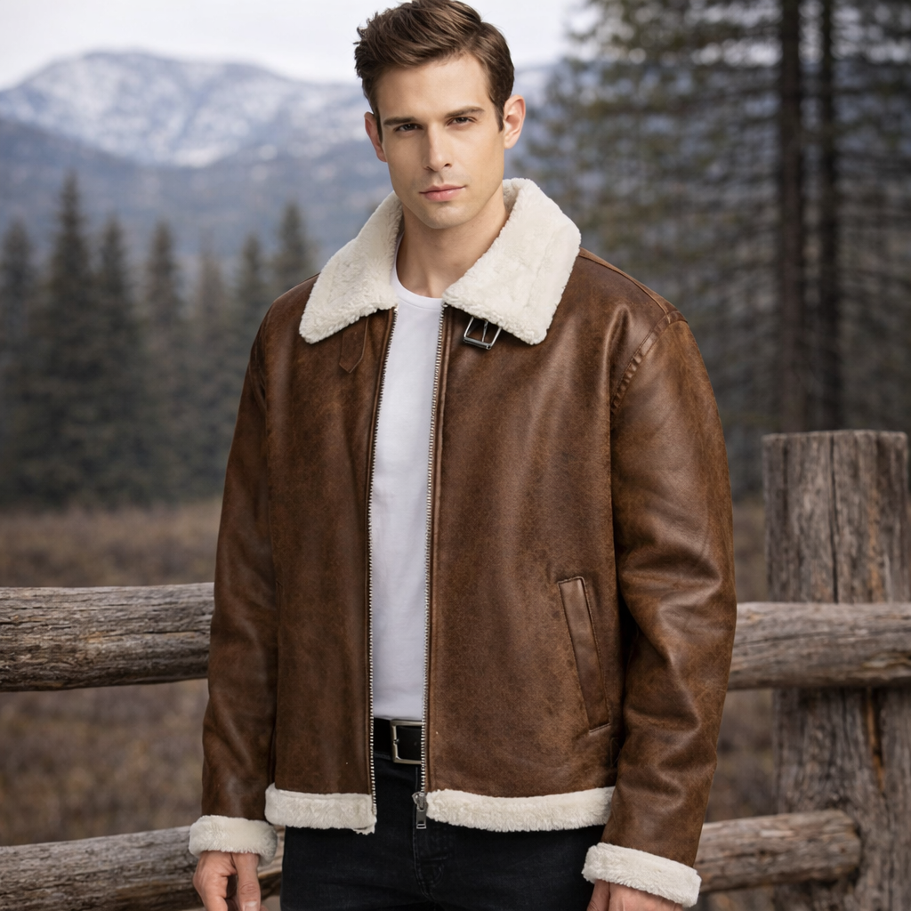 Chestnut Charm Fur Leather Jacket
