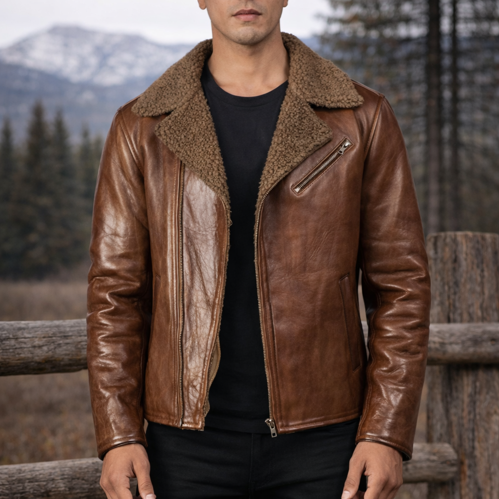 Cinnamon Crush Fur Leather Jacket
