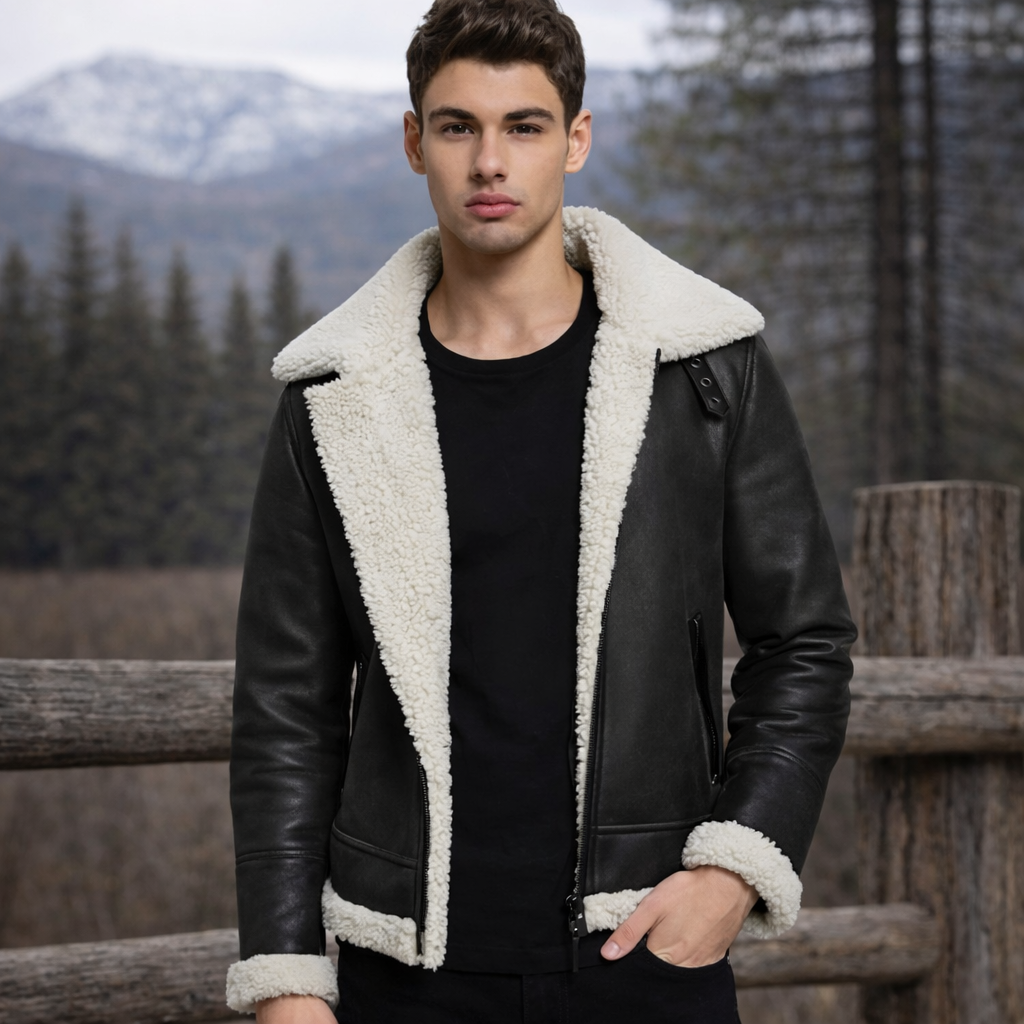 Ebony and Ivory Fur Leather Jacket