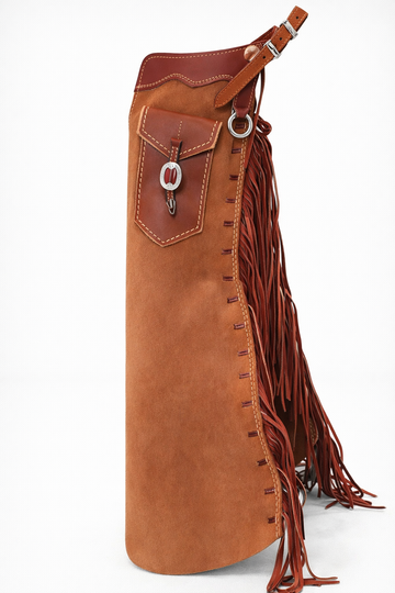 Unisex Hand Made Brown Native American Cowboy Style Suede Leather Pants Rodeo Style Cowgirl Chap Mountain Western Buck Suede Gifts For Men