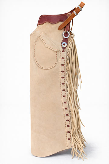 Hand Crafted Native American Cowboy Style Tan Brown Suede Leather Pant Rodeo Style Cowgirl Chap Mountain Men Western Buck Suede Gift For Men