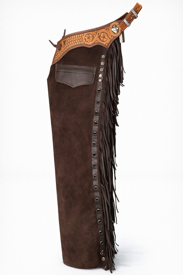 Men Chap Hand Crafted Tooled Yoke Native American Cowboy Style Suede Pant Rodeo Style Chap Mountain Men Western Buck Suede Gifts For Men