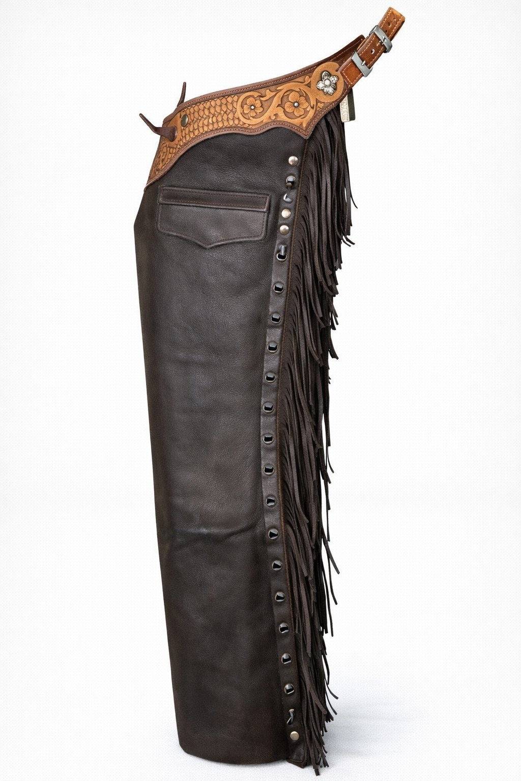 Men's Hand Crafted Tooled Yoke Native American Cowboy Style Leather Pant Rodeo Style Chap Mountain Men Western Buck Leather Gifts For Men