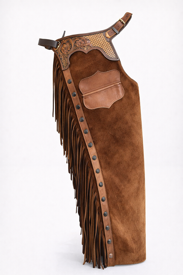 Men Chap Hand Crafted Tooled Yoke Native American Cowboy Style Suede Pant Rodeo Style Chap Mountain Men Western Buck Suede Gifts For Men