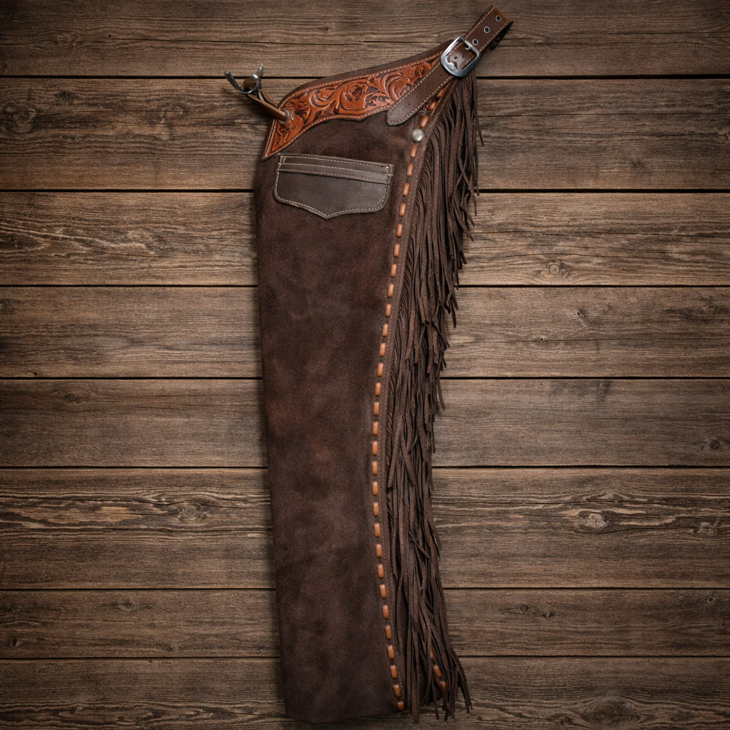 Men Chap Hand Crafted Tooled Yoke Native American Cowboy Style Suede Pant Rodeo Style Chap Mountain Men Western Buck Suede Gifts For Men