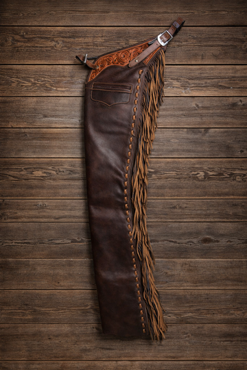 Men's Hand Crafted Tooled Yoke Native American Cowboy Style Leather Pant Rodeo Style Chap Mountain Men Western Buck Leather Gifts For Men