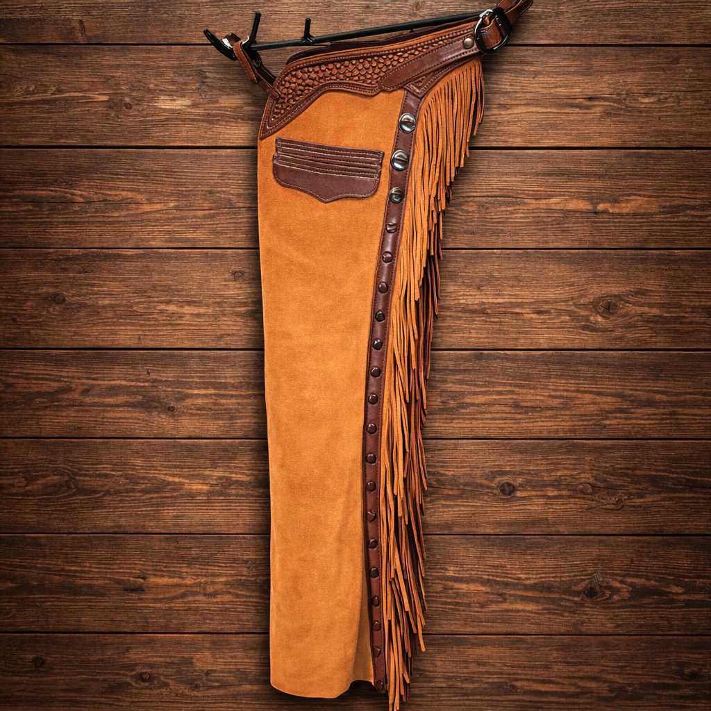 Men's Hand Crafted Native American Cowboy Style Suede Leather Pant Rodeo Style Chap Mountain Men Western Buck Suede Gifts For Men (Copy)