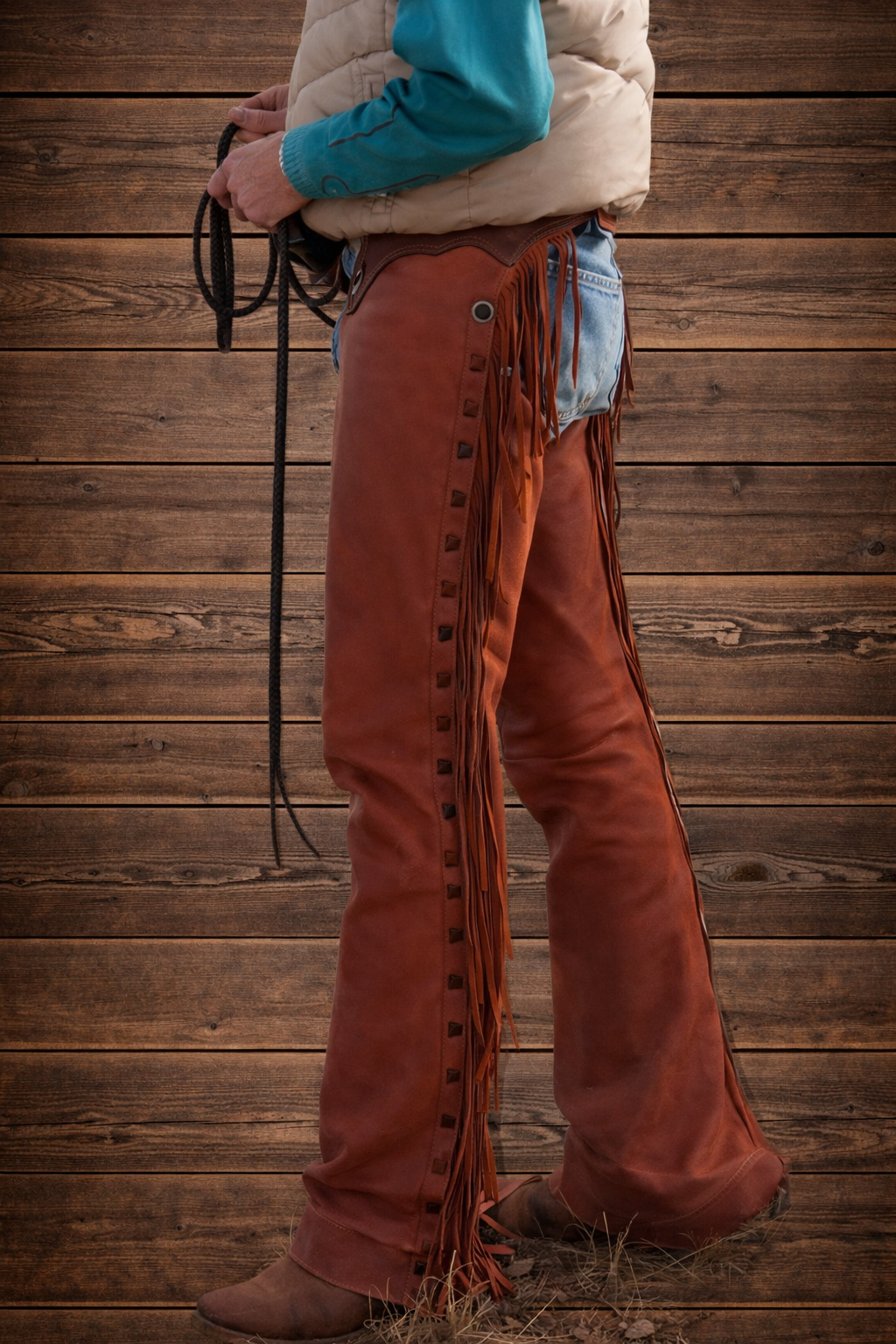 Men's Hand Crafted Native American Cowboy Style Leather Pant Rodeo Style Chap Mountain Men Western Buck Leather Gifts For Men