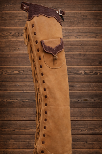 Men's Hand Crafted Native American Cowboy Style Leather Pant Rodeo Style Chap Mountain Men Western Buck Leather Gifts For Men