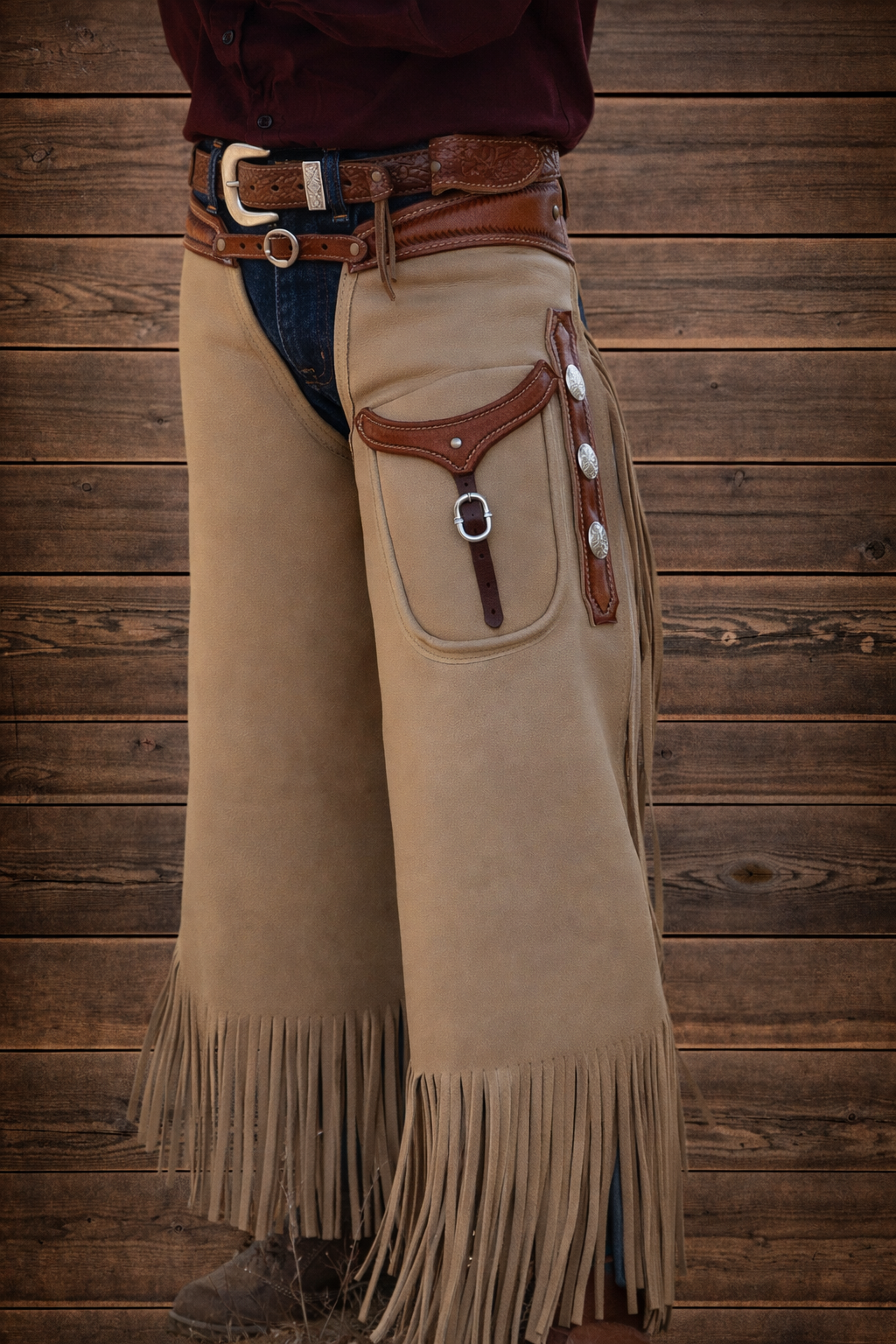 Hand Crafted Native American Cowboy Style Leather Pant Rodeo Style Chap Mountain Men Western Buck Leather Gifts For Men