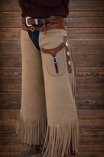 Hand Crafted Native American Cowboy Style Leather Pant Rodeo Style Chap Mountain Men Western Buck Leather Gifts For Men