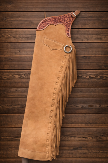 Men Chap Hand Crafted Tooled Yoke Native American Cowboy Style Suede Pant Rodeo Style Chap Mountain Men Western Buck Suede Gifts For Men