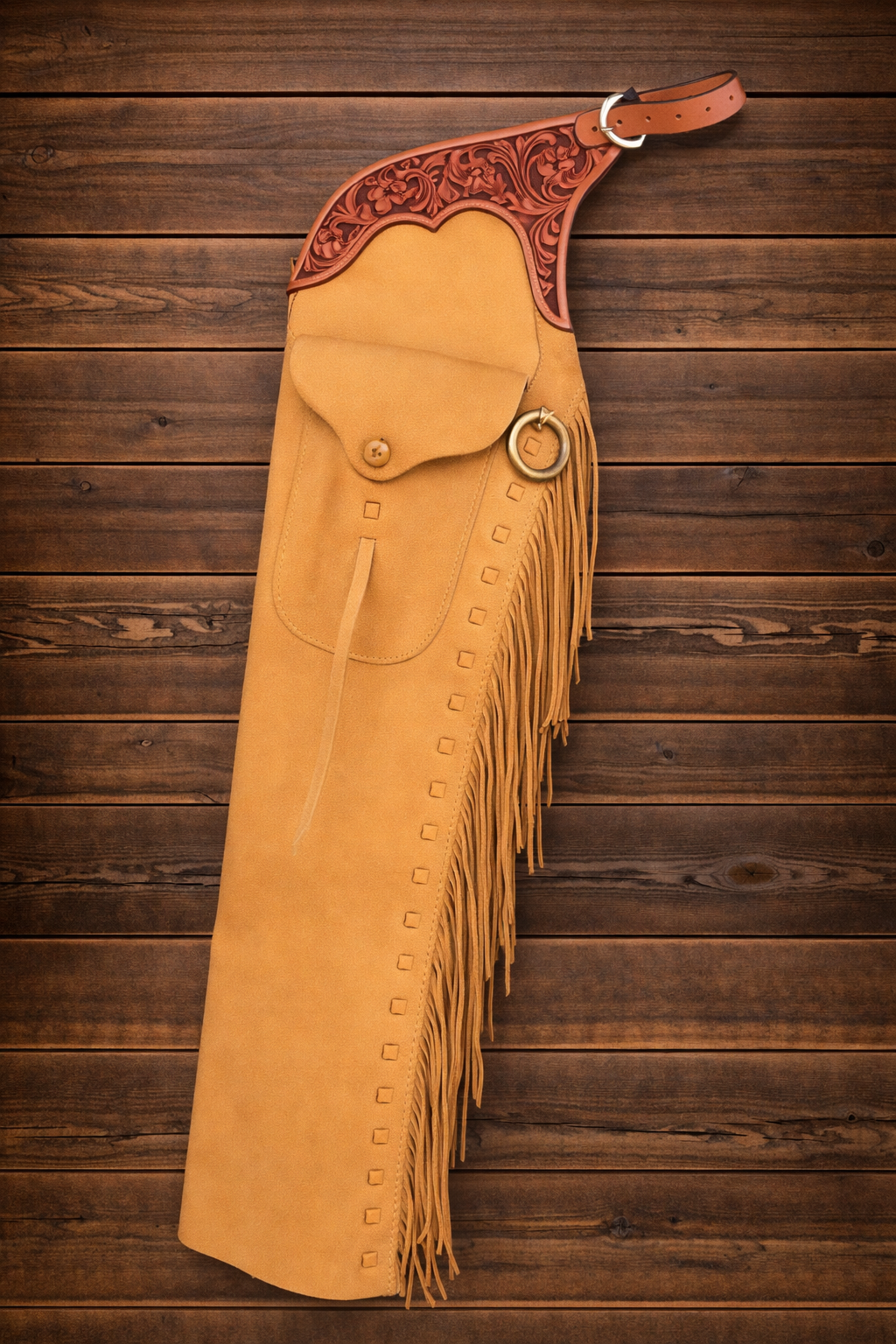 Hand Crafted Tooled Yoke Native American Cowboy Style Leather Pant Rodeo Style Chap Mountain Men Western Buck Leather Gifts For Men