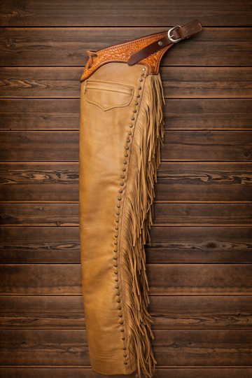 Hand Crafted Tooled Yoke Native American Cowboy Style Leather Pant Rodeo Style Chap Mountain Men Western Buck Leather Gifts For Men