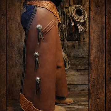 Hand Crafted Tooled Yoke Native American Cowboy Style Leather Pant Rodeo Style Chap Mountain Men Western Buck Leather Gifts For Men