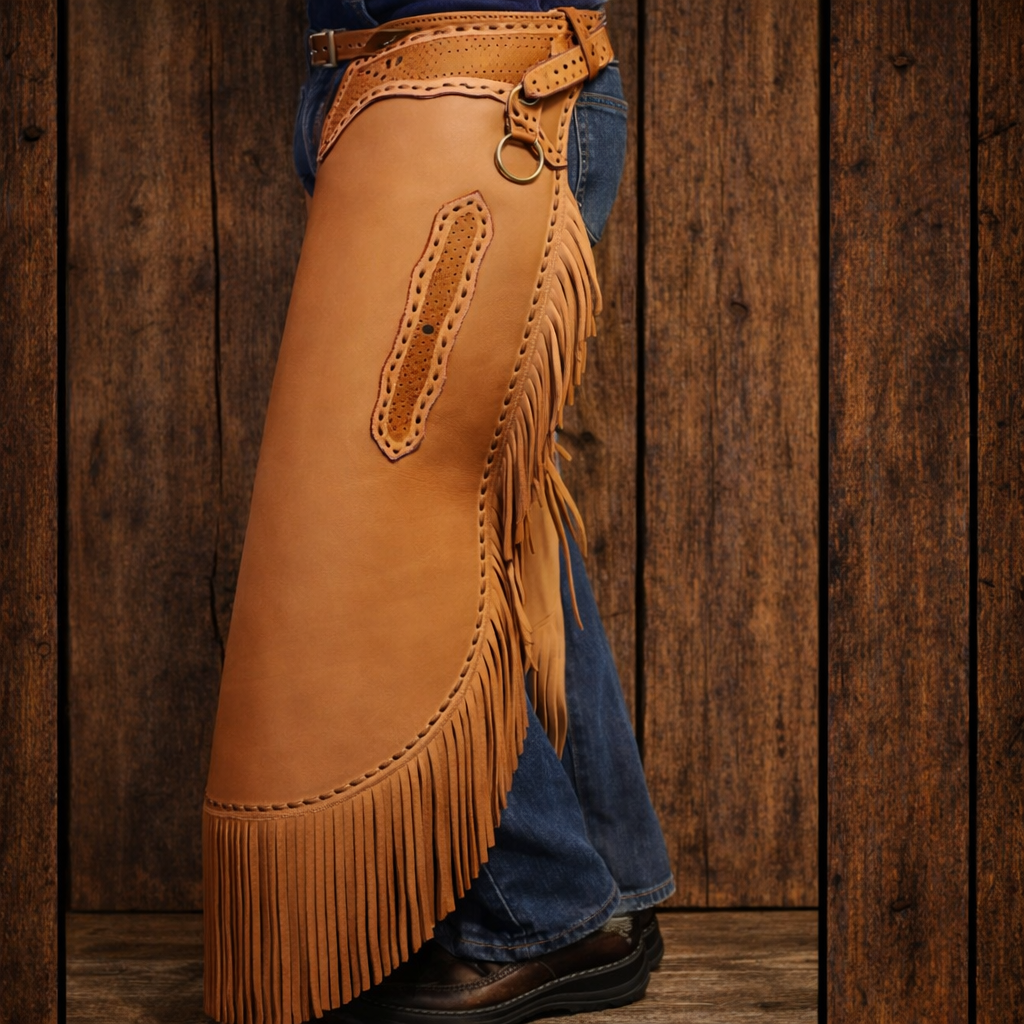 Men's Hand Crafted Native American Cowboy Style Leather Pant Rodeo Style Chap Mountain Men Western Buck Leather Gifts For Men