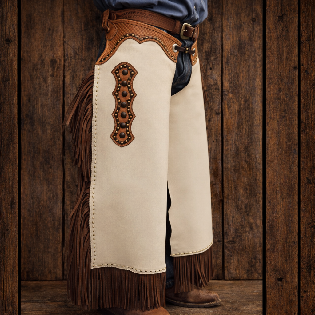 Hand Crafted Native American Cowboy Style Leather Pant Rodeo Style Chap Mountain Men Western Buck Leather Gifts For Men
