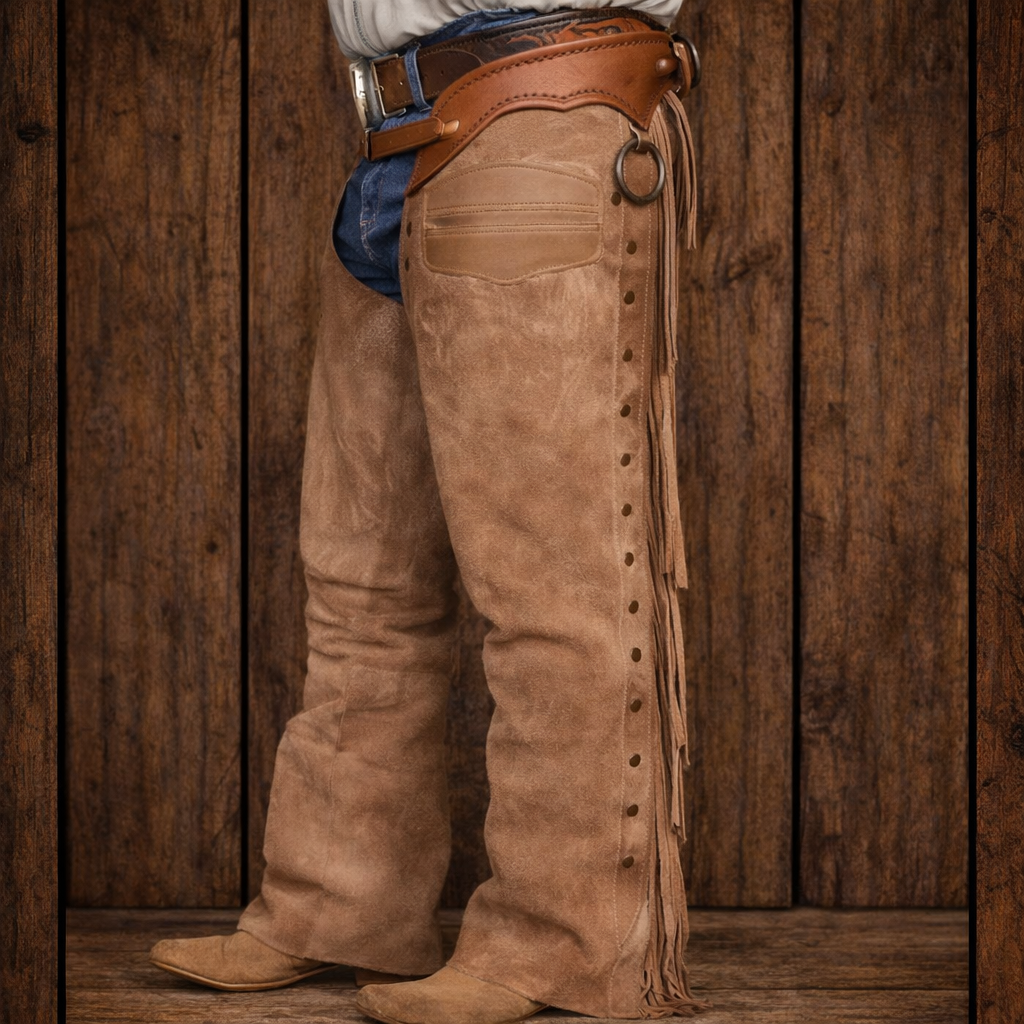 Hand Crafted Native American Cowboy Style Suede Leather Pant Rodeo Style Chap Mountain Men Western Buck Suede Gifts For Men