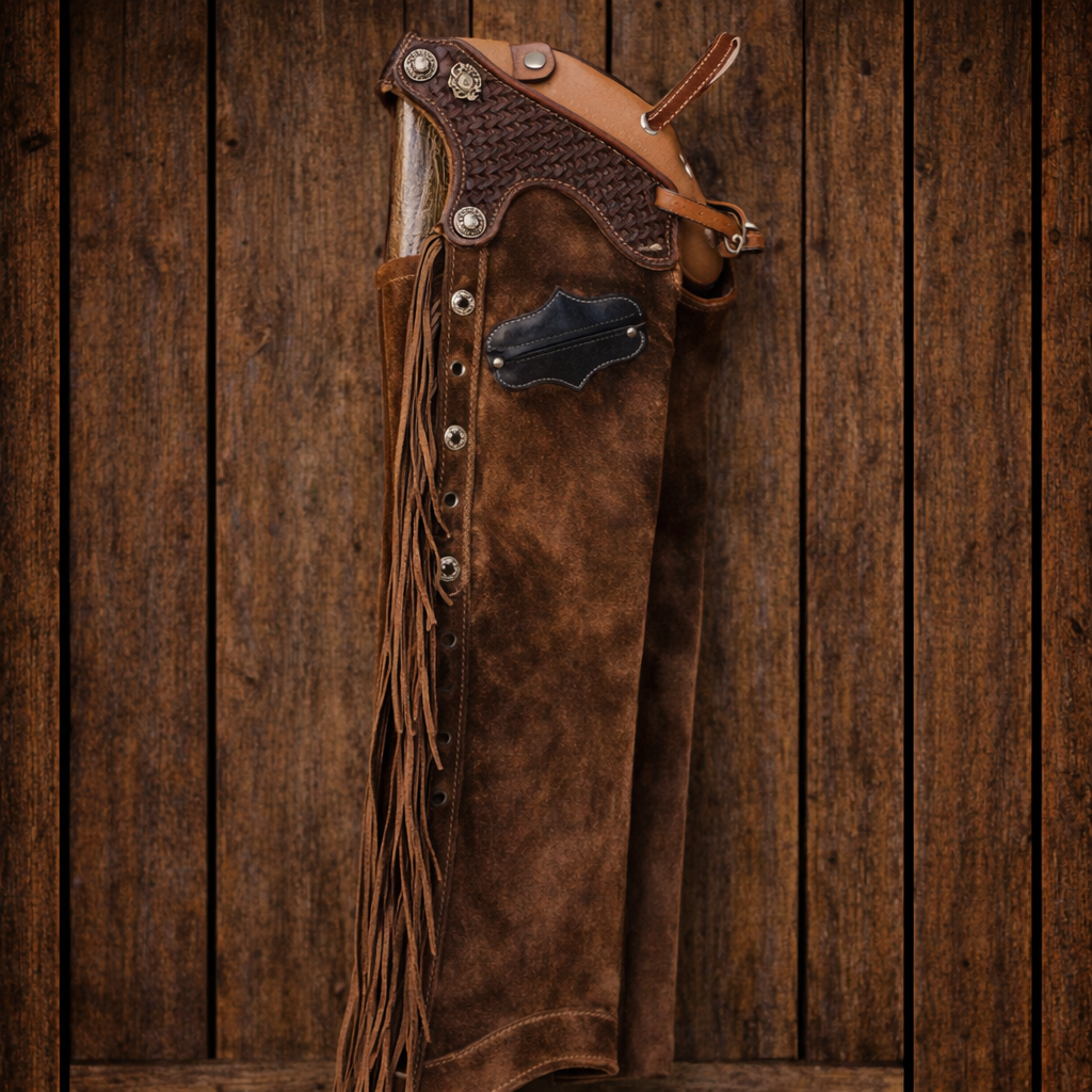 Men Chap Hand Crafted Tooled Yoke Native American Cowboy Style Suede Pant Rodeo Style Chap Mountain Men Western Buck Suede Gifts For Men