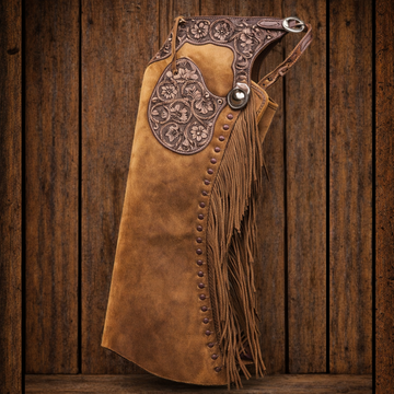 Hand Crafted Tooled Yoke Chap Native American Cowboy Leather Pant Rodeo Style Chaps Mountain Men Western Buck Leather Chap Gifts For Men