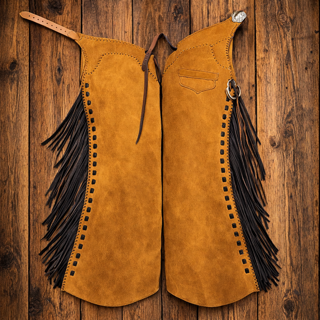 Men's Hand Crafted Native American Cowboy Style Suede Leather Pant Rodeo Style Chap Mountain Men Western Buck Suede Gifts For Men
