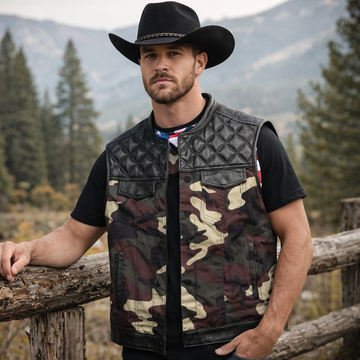 Men Leather Club Vest Diamond Quilted Leather Vest USA Flag,Men Biker Leather Vest Camo Motorcycle Rider Waistcoat Gift For Him Gift For Men