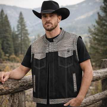 Men Leather Club Vest Crocodile Embossed Wax Leather Vest, SOA Men Biker Leather Vest ,Motorcycle Rider Waistcoat- Gift For Him Gift For Men