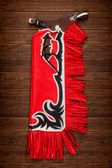 Hand Crafted Native American Cowboy Style Tooling Carving Red Leather Pant Rodeo Style Chap Mountain Men Western Buck Leather Gifts For Men
