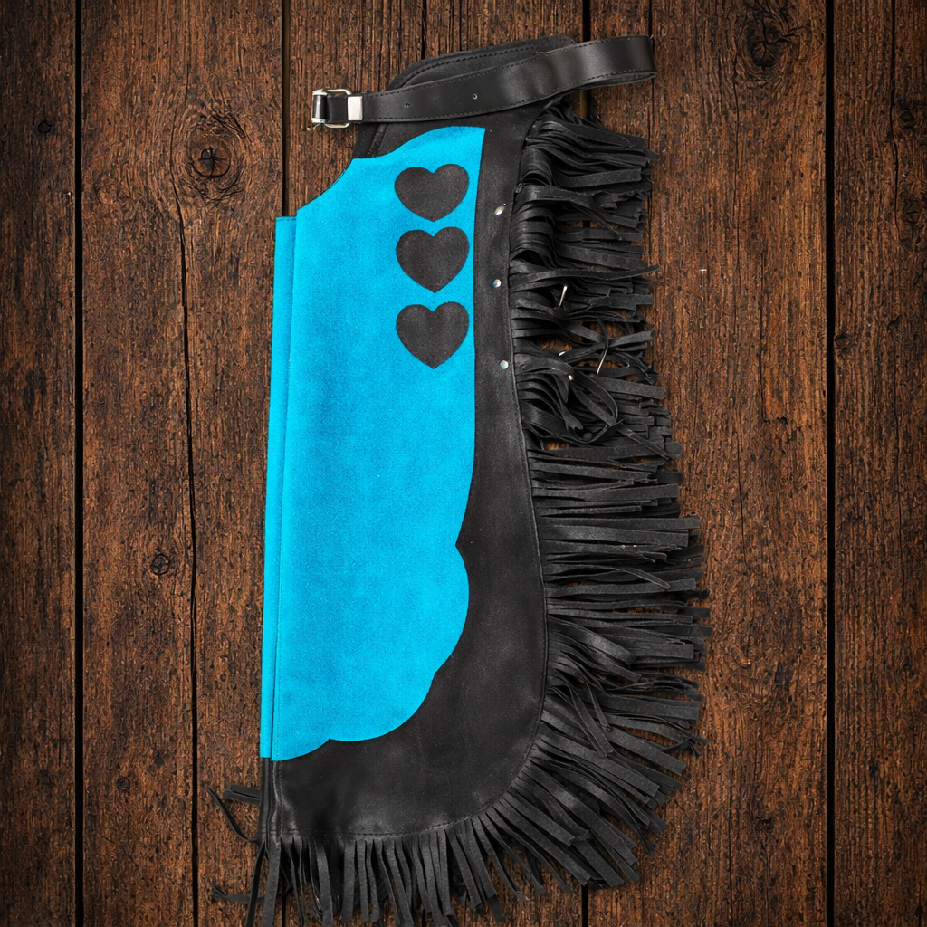 Hand Crafted Native American Cowgirl Blue Turquoise Style Leather Pant Rodeo Style Chap Mountain Men Western Buck Leather Gifts For Women
