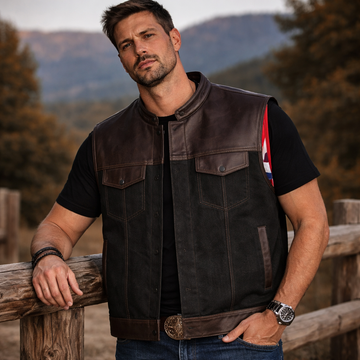 Men Leather Club Maroon Leather Vest Men Biker Leather USA Flag Vest Motorcycle Rider Waistcoat Gift For Him Gift For Men