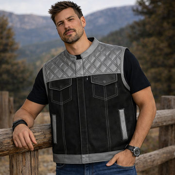 Men Leather Club Vest Diamond Quilted Braided Leather Vest,Men Biker Leather Vest Motorcycle Rider Waistcoat Gift For Him Gift For Men