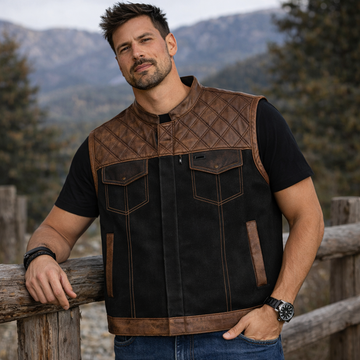Men Leather Club Distress Brown Leather Vest Diamond Quilted Men Biker Leather Vest Motorcycle Rider Waistcoat Gift For Him Gift For Men