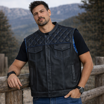 Men Leather Club Vest Diamond Quilted Paisley Leather Vest,Men Biker Leather Vest ,Motorcycle Rider Waistcoat- Gift For Him Gift For Men