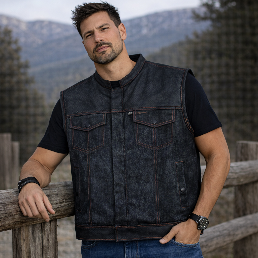 Men Leather Club Vest Snake Embossed Western Leather Vest,Men Biker Leather Vest ,Motorcycle Rider Waistcoat- Gift For Him Gift For Men