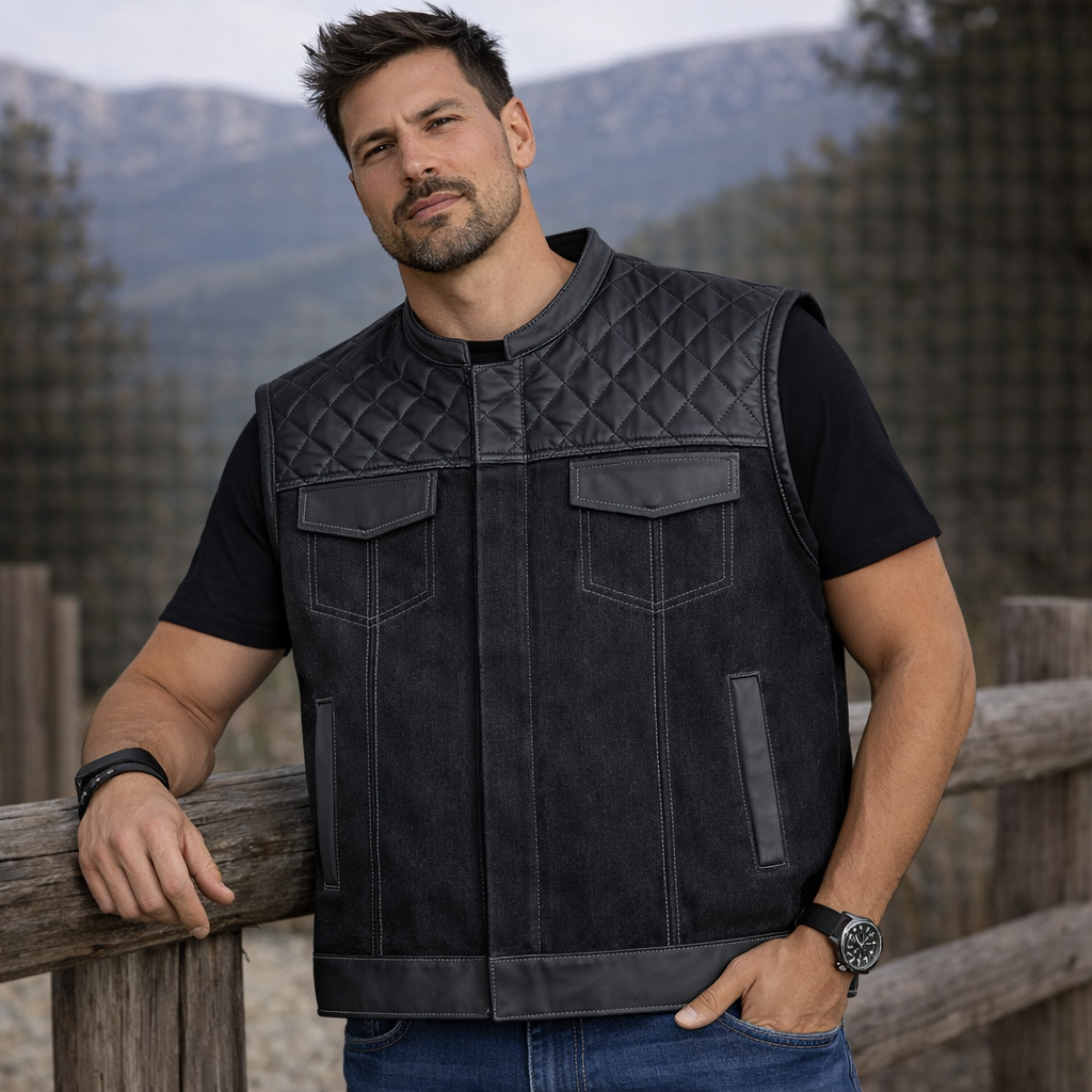 Men Leather Club Vest Black Diamond Quilted Leather Vest,Men Biker Leather Vest Motorcycle Rider Waistcoat Gift For Him Gift For Men