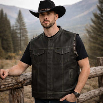 Men Leather Club Black Leather Vest Men Biker Leather Black Paisley Vest Motorcycle Rider Waistcoat Gift For Him Gift For Men