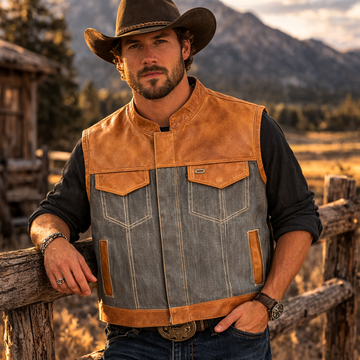 Men Brown wax Leather Club Vest SOA Leather Vest,Men Biker Vest Motorcycle Rider Denim Waistcoat Gift For Him Gift For Men