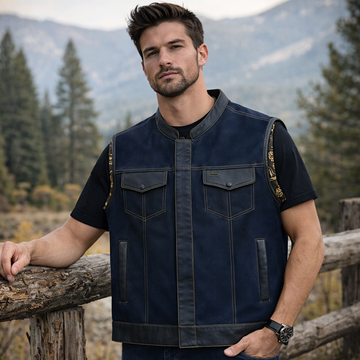 Men Leather Club Black Leather Vest Men Biker Leather Golden Paisley Vest Motorcycle Rider Waistcoat Gift For Him Gift For Men