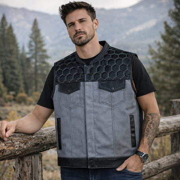 Men Leather Club Vest Honey Grill Quilted Braided Leather Vest,Men Biker Leather Vest Motorcycle Rider Waistcoat Gift For Him Gift For Men
