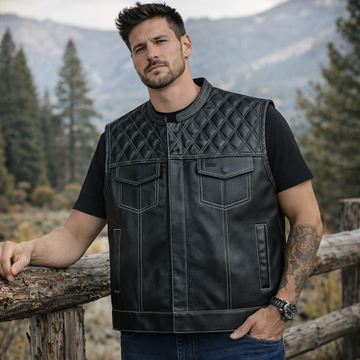 Men Leather Club Vest Black Diamond Quilted Leather Vest,Men Biker Leather Vest Motorcycle Rider Waistcoat Gift For Him Gift For Men