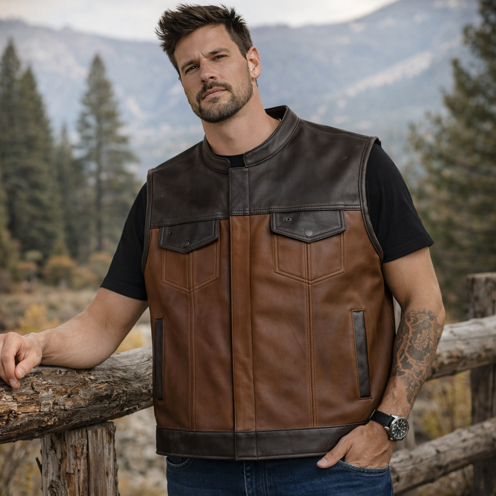 Men Brown wax Leather Club Vest Diamond Quilted Leather Vest,Men Biker Vest Motorcycle Rider Denim Waistcoat Gift For Him Gift For Men