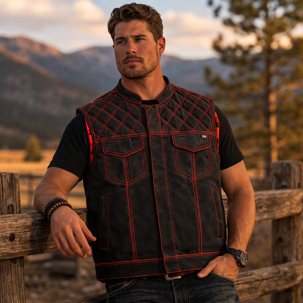Men Hunter Club Leather Vest Cowhide Leather Vest, Men Biker Leather vest ,Motorcycle vest- Gifts For him